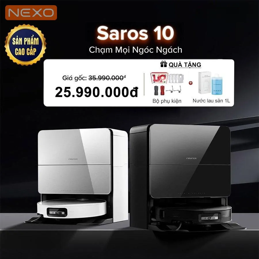 Robot hút bụi lau nhà Roborock Saros 10 – Bản Quốc Tế